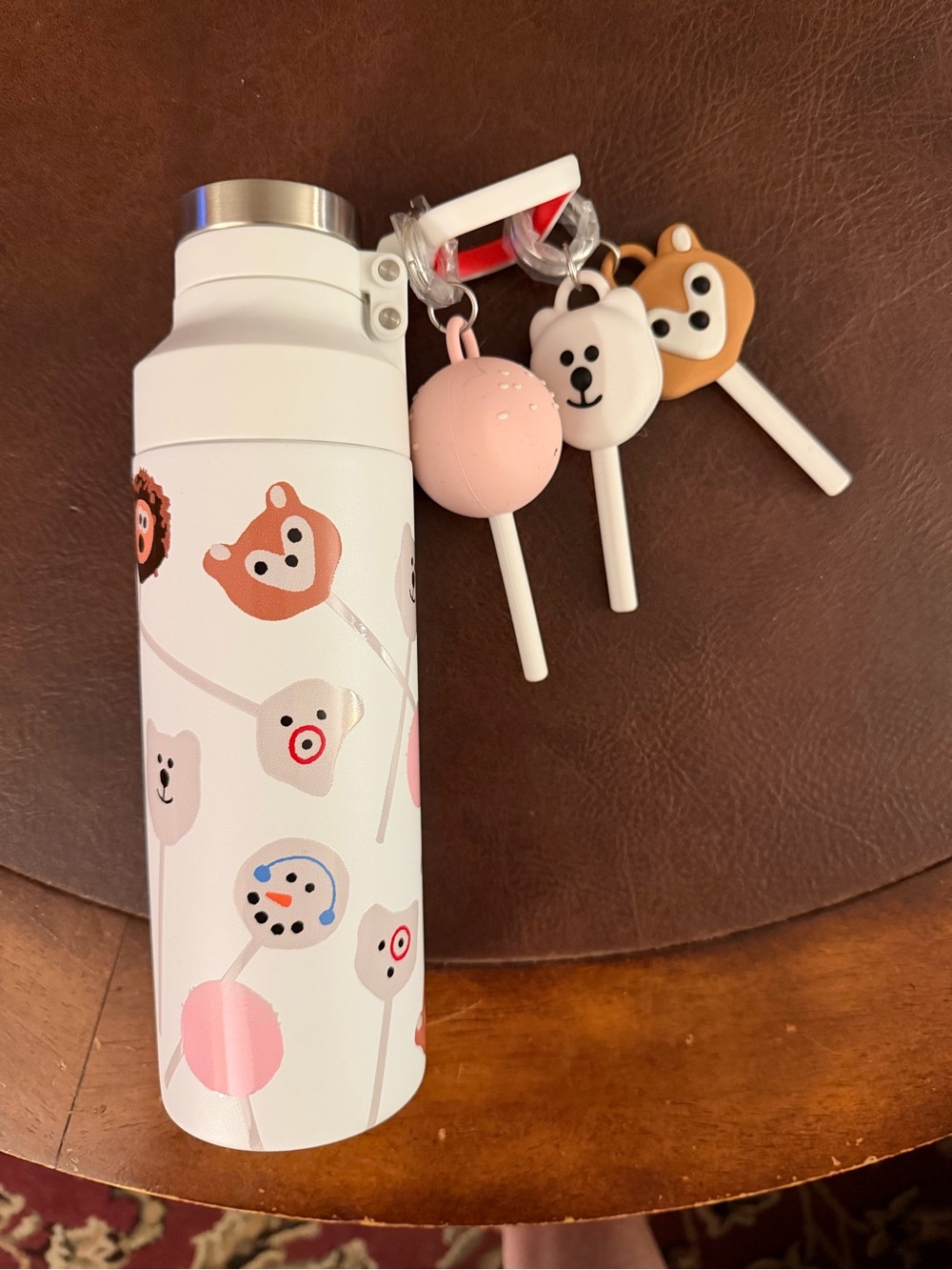 Starbucks cake pop Stainless Bottle with three separate key chains.
